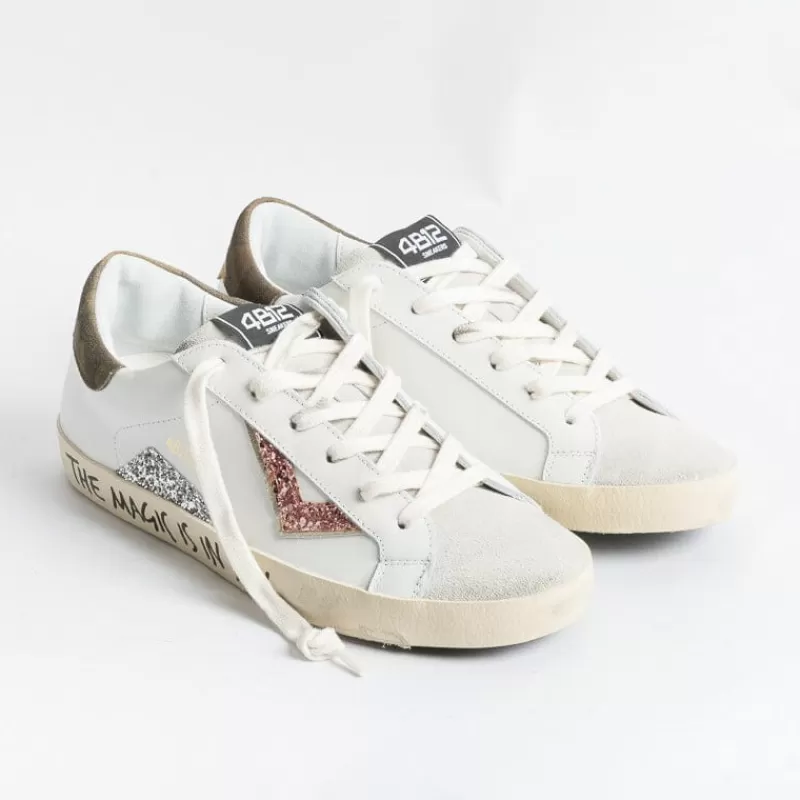 4B12 - Sneakers - Suprime Dbs110 - Bianco Glitter<Collezione Scarpe Donna Sneakers