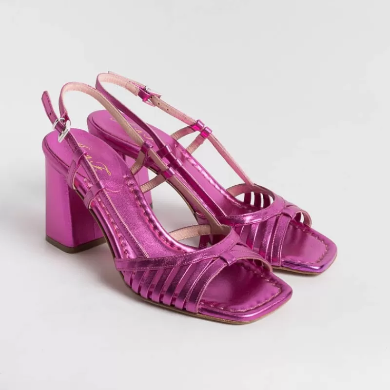 Anna F. - Sandali Con Tacco- 3623 - Laminato Fucsia<Collezione Scarpe Donna Sandali Con Tacco