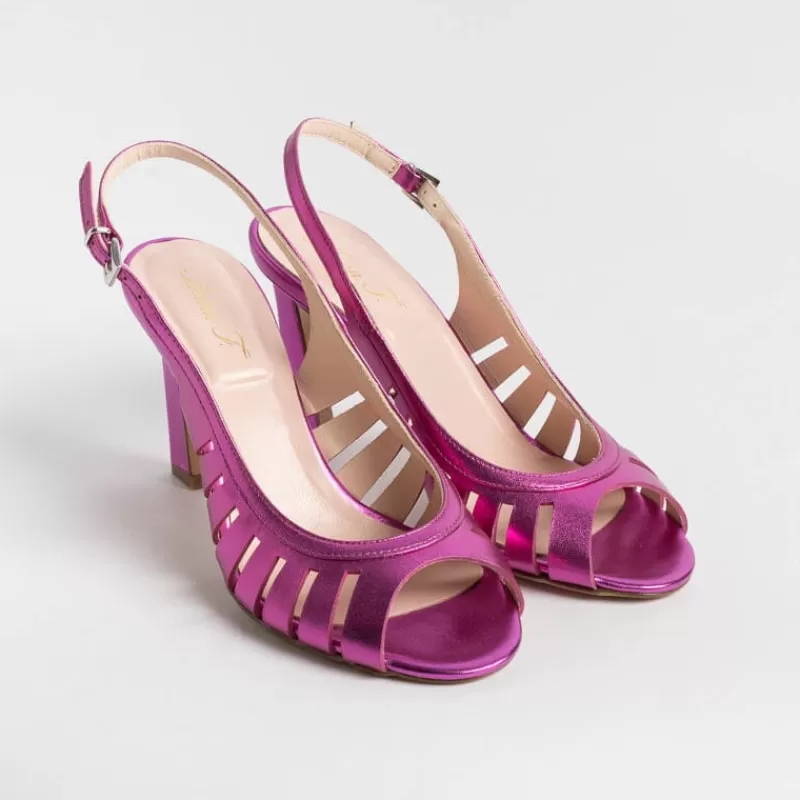 Anna F. - Sandali Con Tacco- 3656 - Laminato Fucsia<Collezione Scarpe Donna Sandali Con Tacco