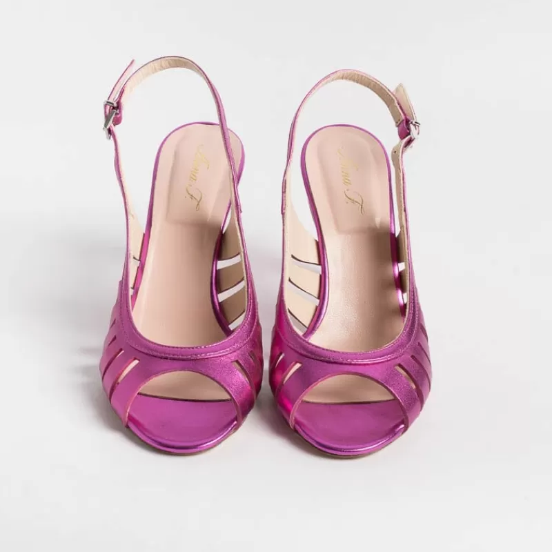 Anna F. - Sandali Con Tacco- 3656 - Laminato Fucsia<Collezione Scarpe Donna Sandali Con Tacco