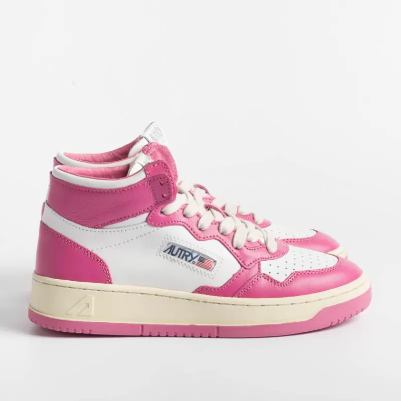 AUTRY - Collezione donna Autry - Aumw Wb14 - Sneakers Mid Wom Leat - Rosa Bubble<Collezione Scarpe Donna Sneakers