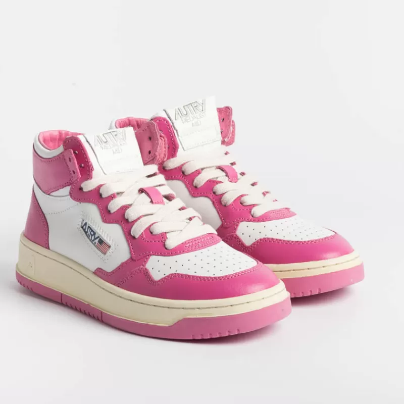 AUTRY - Collezione donna Autry - Aumw Wb14 - Sneakers Mid Wom Leat - Rosa Bubble<Collezione Scarpe Donna Sneakers