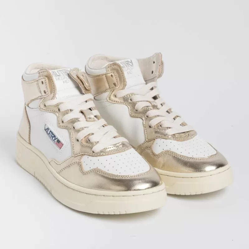 AUTRY - Collezione donna Autry Aumw Wb16 -Sneakers Mid Wom Leat/Leat - Bianco Platino<Collezione Scarpe Donna Sneakers