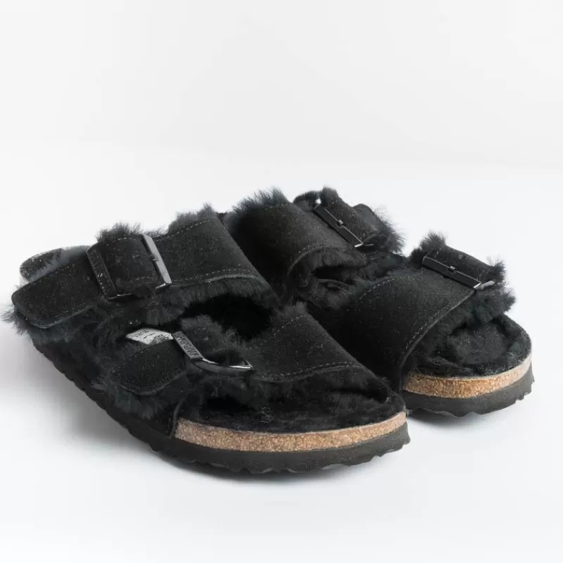 BIRKENSTOCK - Sandali Bassi 0752663 - Arizona Fur - Nero<Collezione Scarpe Donna Sandali Bassi