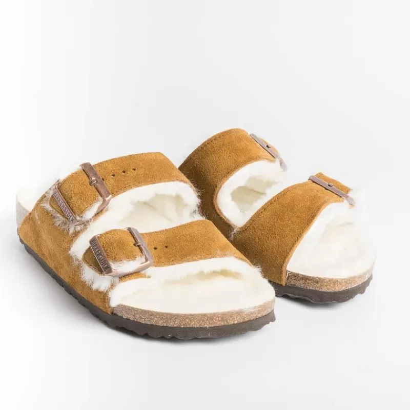 BIRKENSTOCK - Sandali Bassi 1001135 - Arizona Fur - Mink<Collezione Scarpe Donna Sandali Bassi