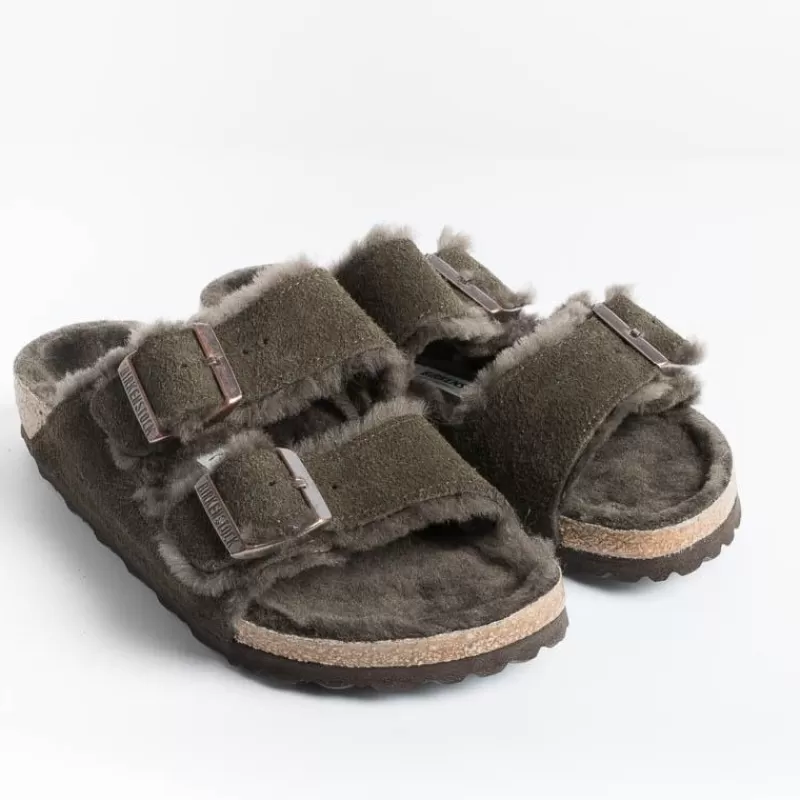 BIRKENSTOCK - Sandali Bassi 1020528 - Arizona Fur - Mocca<Collezione Scarpe Donna Sandali Bassi