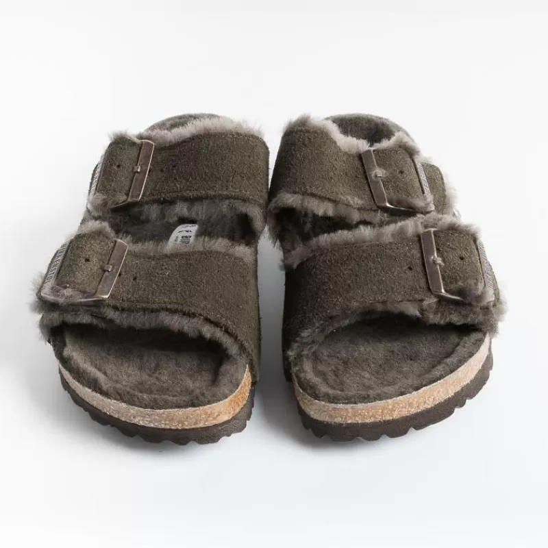 BIRKENSTOCK - Sandali Bassi 1020528 - Arizona Fur - Mocca<Collezione Scarpe Donna Sandali Bassi