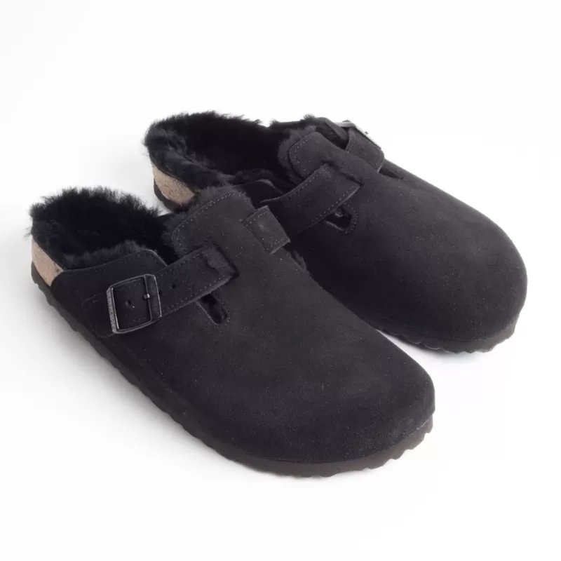 BIRKENSTOCK - Sleepers 0259883 - Boston Fur - Black<Collezione Scarpe Donna Sabot E Sleepers