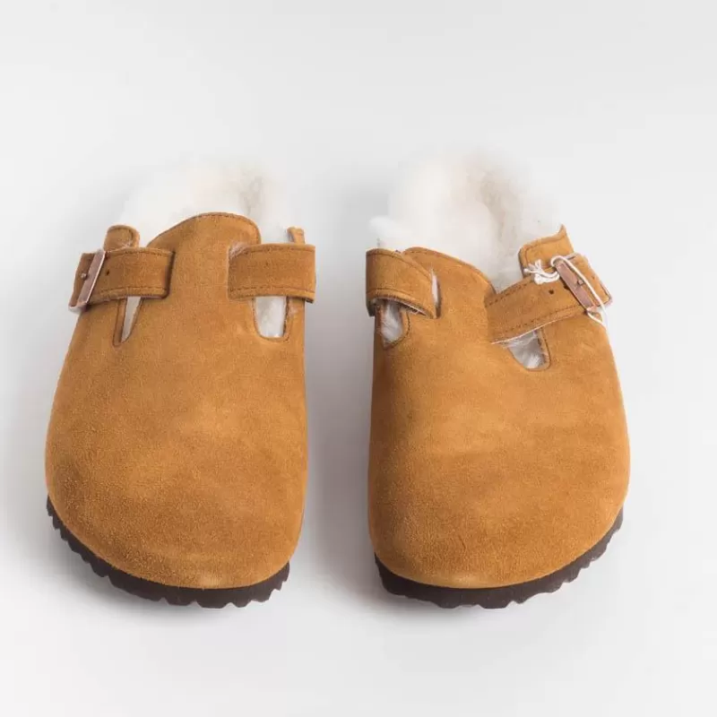 BIRKENSTOCK - Sleepers 1001141- Boston Fur - Mink<Collezione Scarpe Donna Sabot E Sleepers