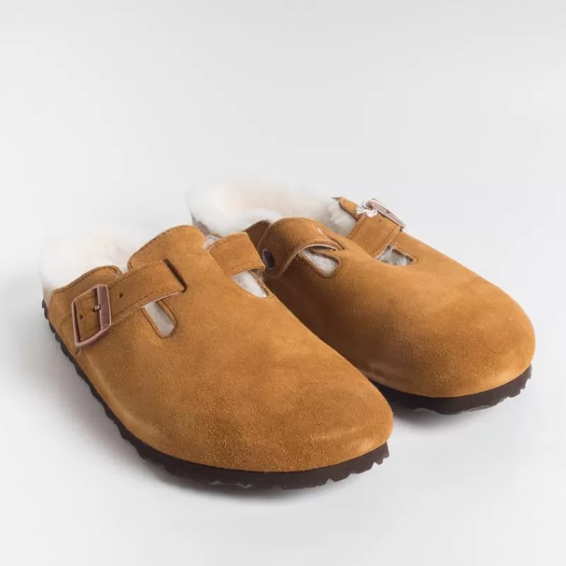 BIRKENSTOCK - Sleepers 1001141- Boston Fur - Mink<Collezione Scarpe Donna Sabot E Sleepers