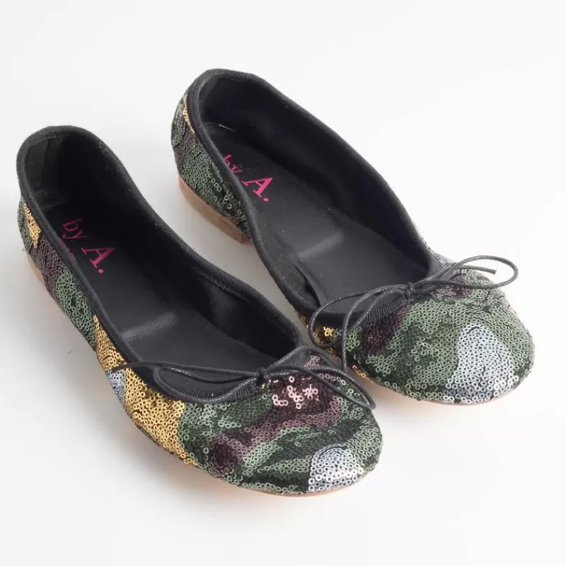 BY A - Ballerina - 4111 - Paillettes Militare<Collezione Scarpe Donna Ballerine