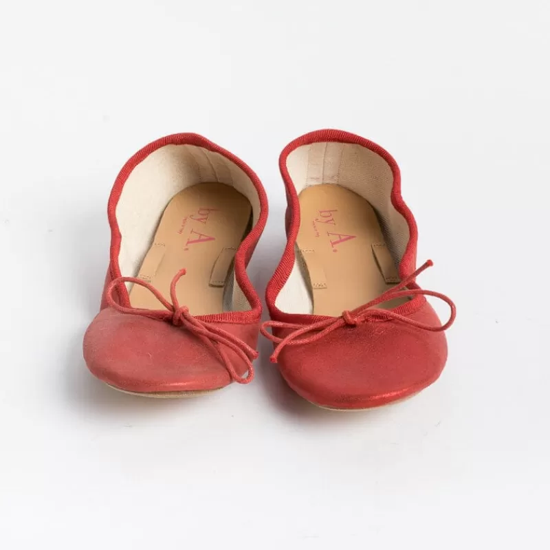 BY A - Ballerina - 4111 - Rosso Laminato<Collezione Scarpe Donna Ballerine