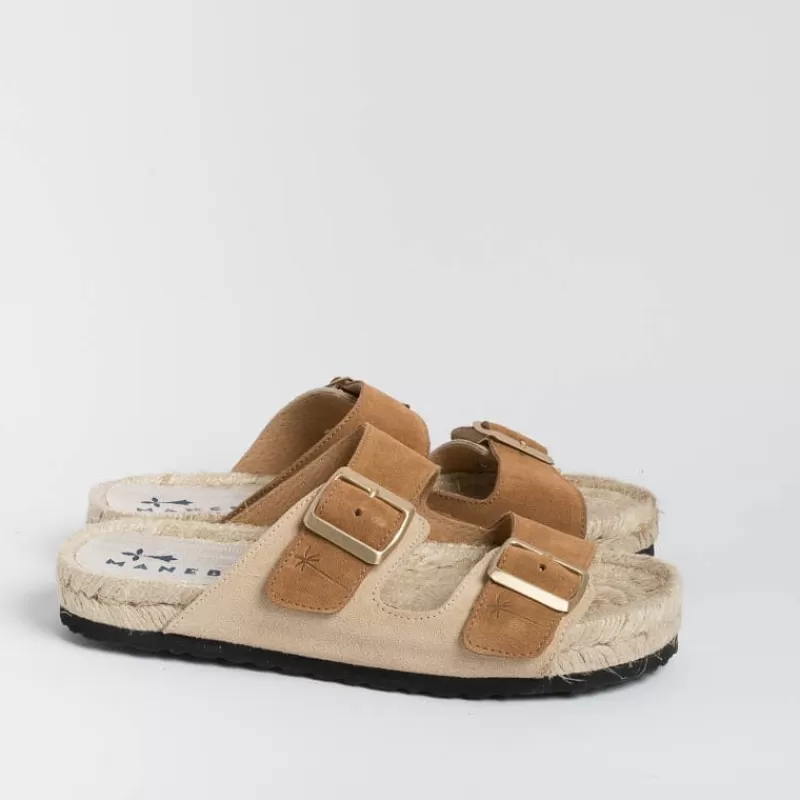 MANEBI - Sandali Bassi - Nordic Sandals - Beige Cuoio<Collezione Scarpe Donna Sandali Bassi