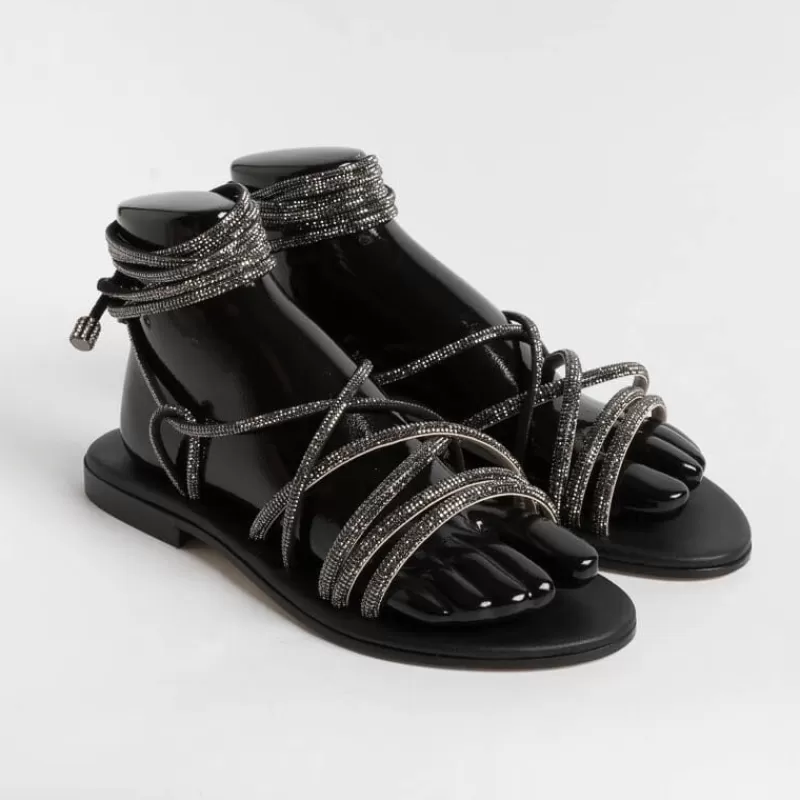 PAOLA FIORENZA - Sandali Bassi- Fd22 - Nero<Collezione Scarpe Donna Sandali Bassi