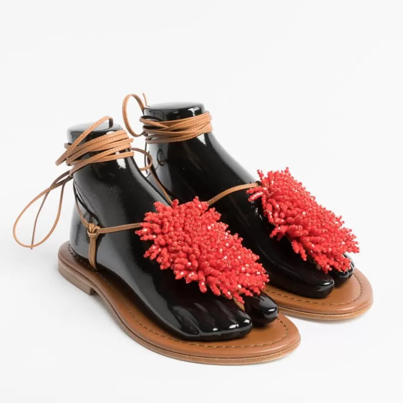 PAOLA FIORENZA - Sandali Bassi Infradito - Ss2346 Cuoio Rosso<Collezione Scarpe Donna Sandali Bassi