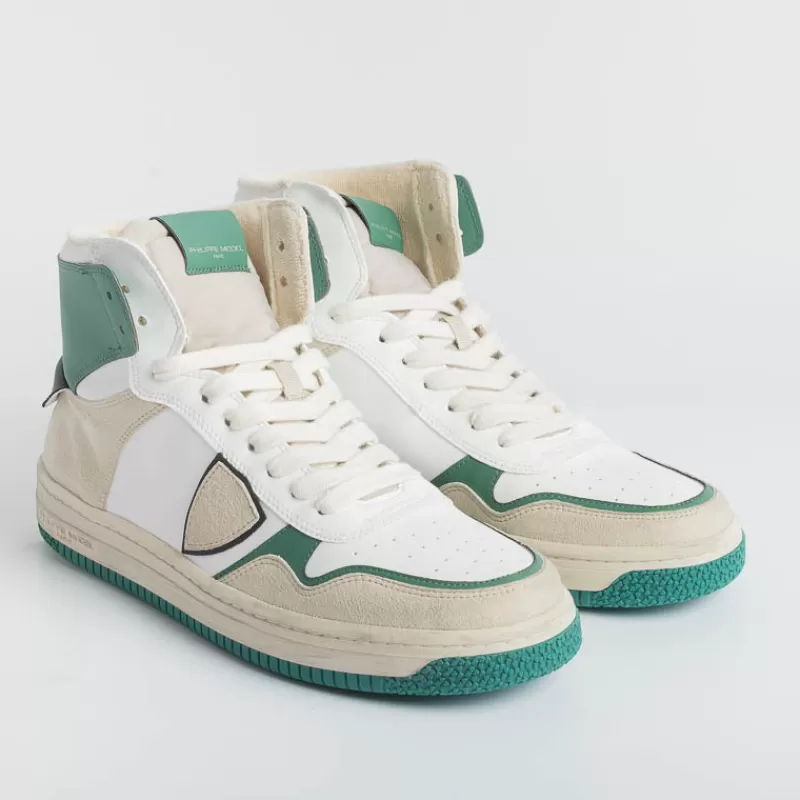 Philippe Model Paris Philippe Model - Sneakers Lyhu Cx07 - Lyon - Blanc Vert<Collezione Scarpe Uomo Sneakers