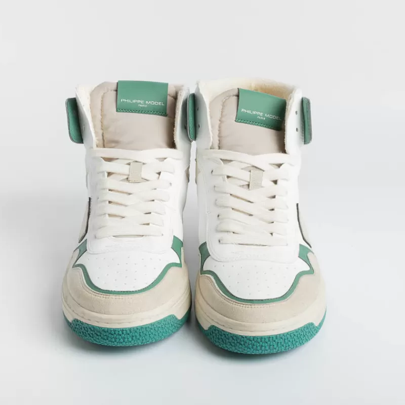 Philippe Model Paris Philippe Model - Sneakers Lyhu Cx07 - Lyon - Blanc Vert<Collezione Scarpe Uomo Sneakers