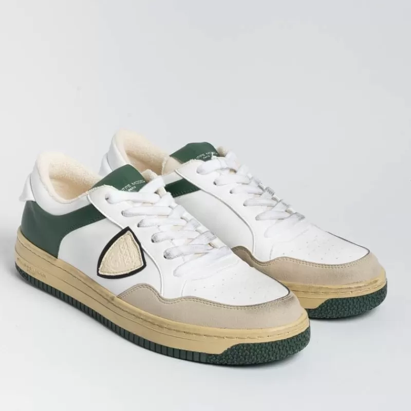 Philippe Model Paris Philippe Model - Sneakers Lylu Cx26 - Lyon - Bianco Verde<Collezione Scarpe Uomo Sneakers