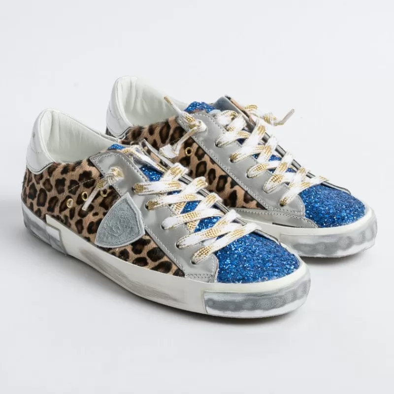 Philippe Model Paris Philippe Model - Sneakers Prld Lg01 - Parisx - Leopard Bluette<Collezione Scarpe Donna Sneakers