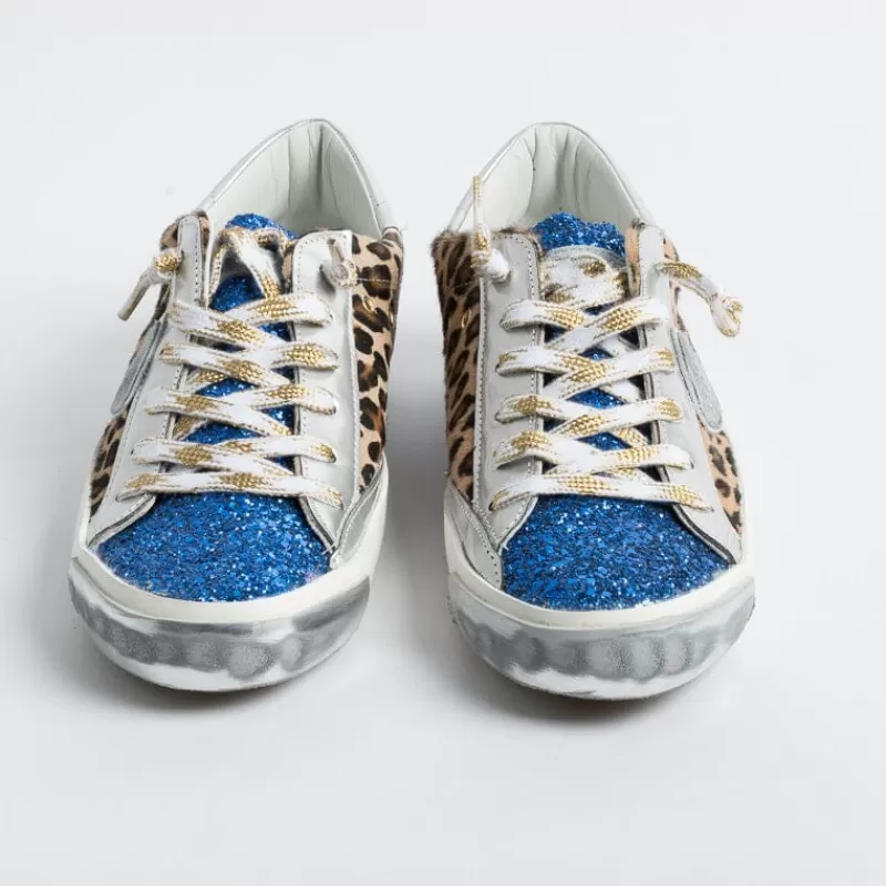 Philippe Model Paris Philippe Model - Sneakers Prld Lg01 - Parisx - Leopard Bluette<Collezione Scarpe Donna Sneakers