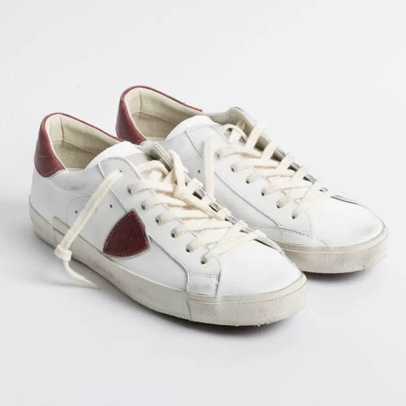 Philippe Model Paris Philippe Model - Sneakers Prlu Vp17- Parisx - Bianco Bordeaux<Collezione Scarpe Uomo Sneakers