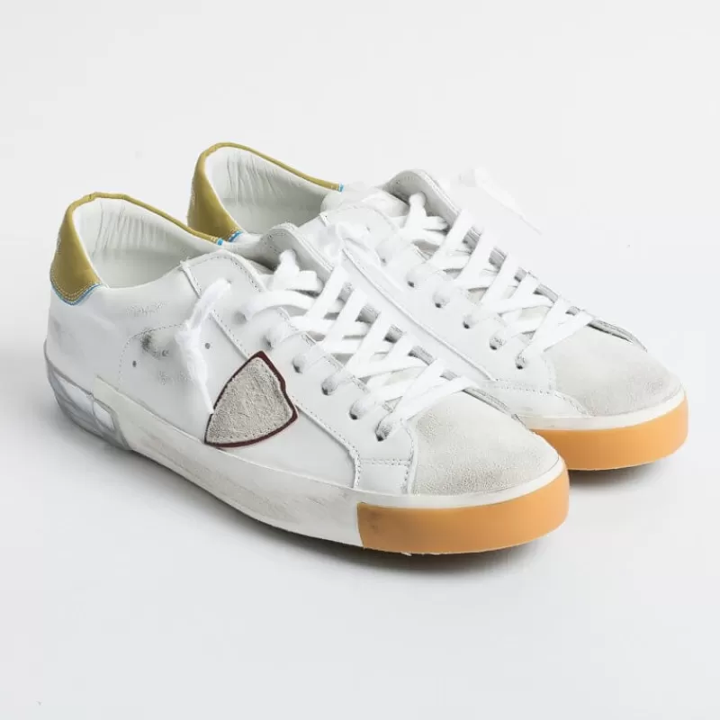 Philippe Model Paris Philippe Model - Sneakers Prlu Vre2 - Parisx - Bianco Senape<Collezione Scarpe Uomo Sneakers