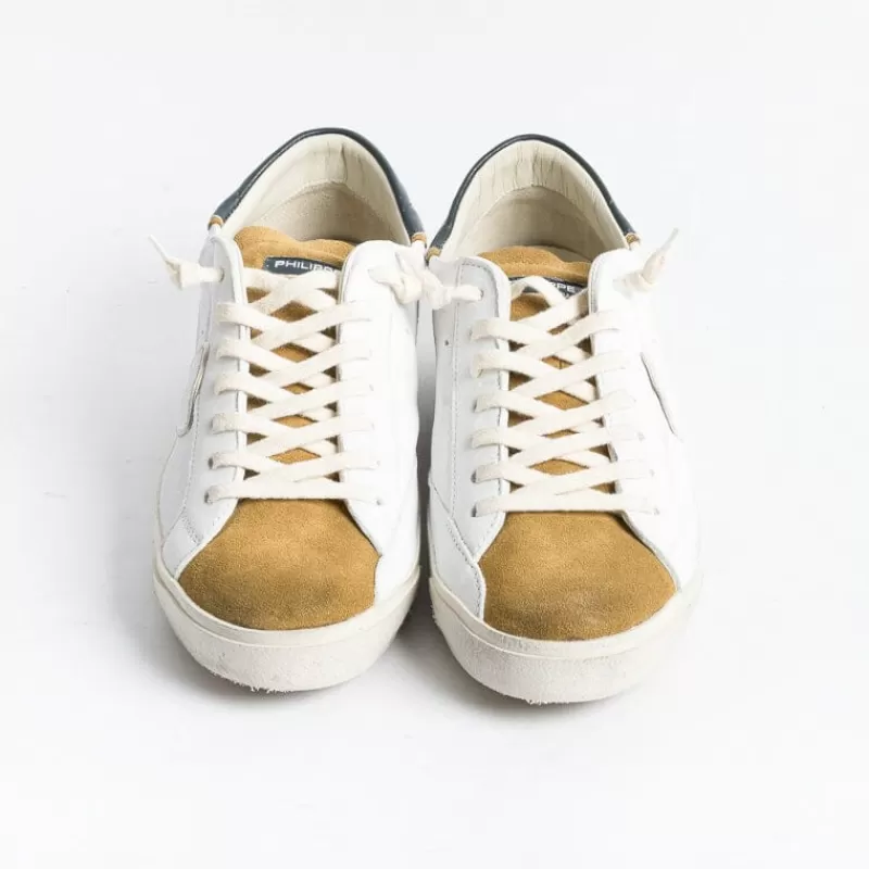 Philippe Model Paris Philippe Model - Sneakers Prlu Wx21 - Parisx - Bianco Mostarda<Collezione Scarpe Uomo Sneakers