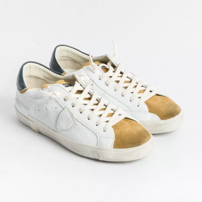 Philippe Model Paris Philippe Model - Sneakers Prlu Wx21 - Parisx - Bianco Mostarda<Collezione Scarpe Uomo Sneakers