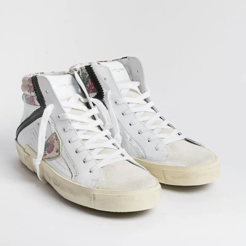 Philippe Model Paris Philippe Model -Sneakers Prhd Vfg1 - Paris High - Bianco Fleurs<Collezione Scarpe Donna Sneakers