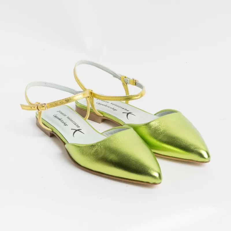 POESIE VENEZIANE - Sling Back - Df34 - Laminato Lime<Collezione Scarpe Donna Sling Back