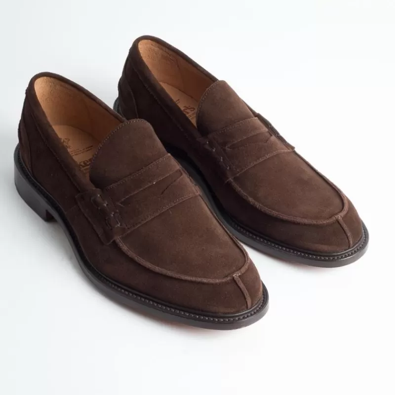 Tricker's - James - Mocassino Suede Repello - Cioccolato<Collezione Scarpe Uomo Mocassini